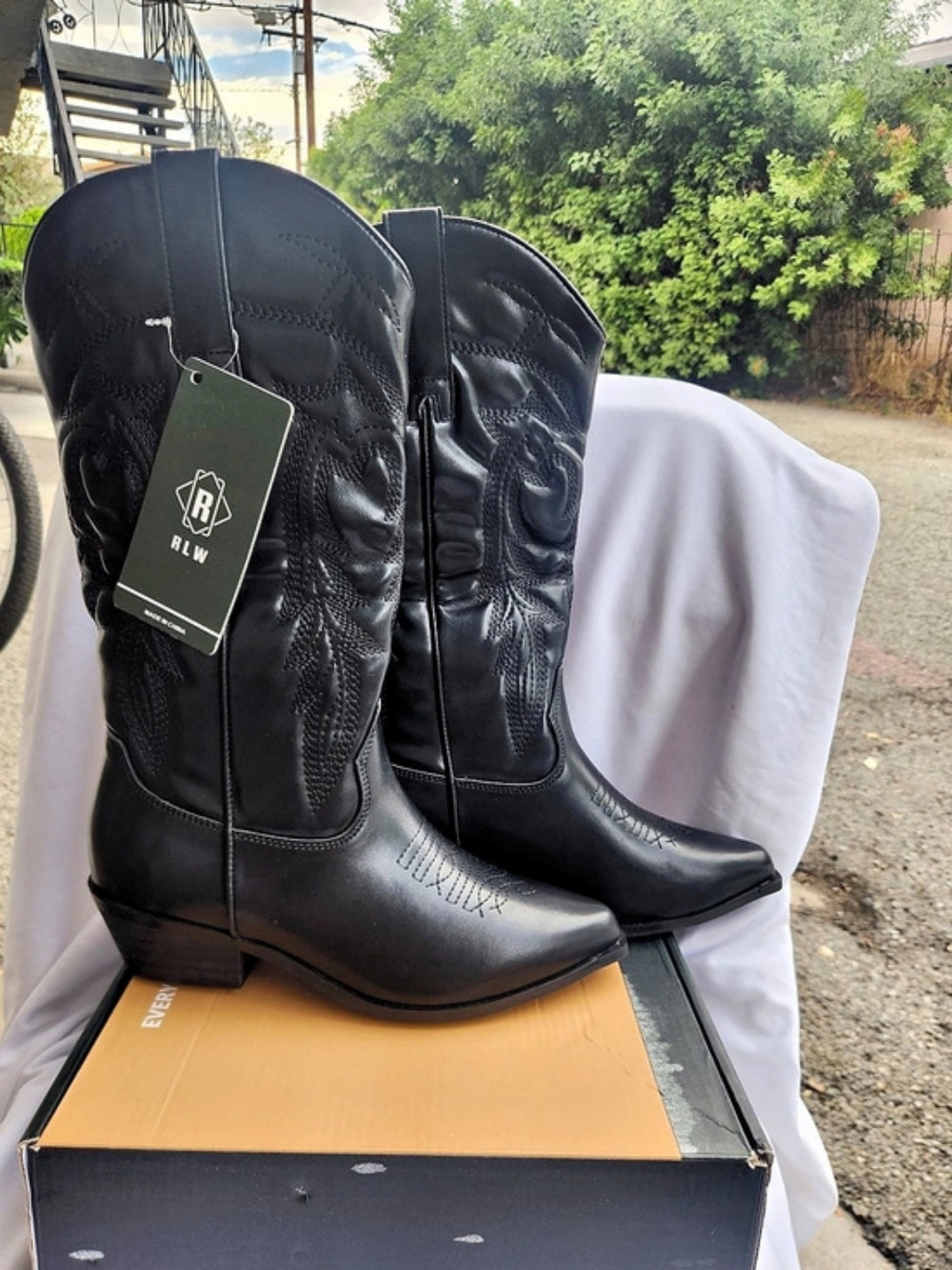 RLW Women's Black Embroidered Western Boots Size 7